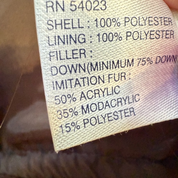 GAP Puffer Vest with Faux Fur Hood Brown Size M Down Fill Y2K Style - Picture 3 of 3